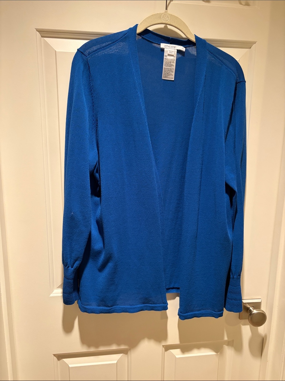 Chico's Vibrant Cobalt Blue Open-Front Cardigan